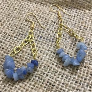 Blue chip earrings on chain